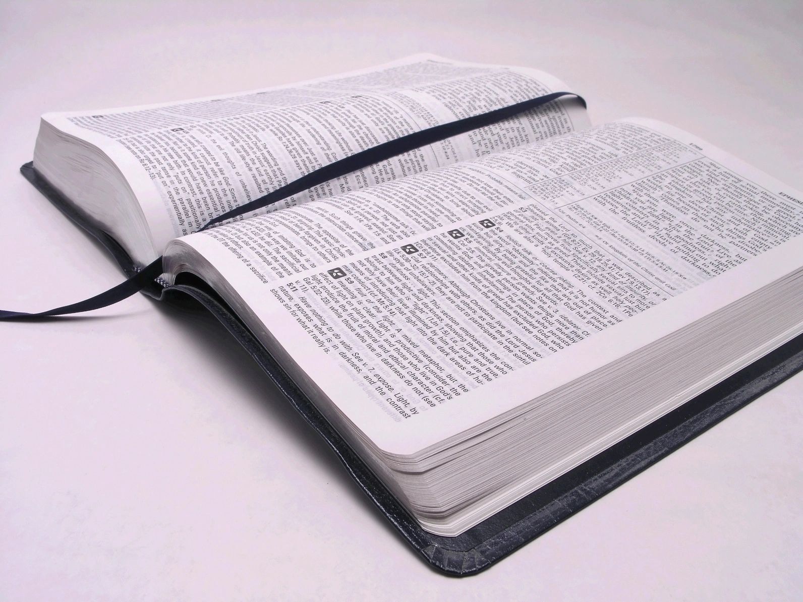 Open book with printed scripture pages